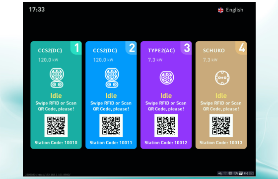 3 gun ev charger user interface grasen